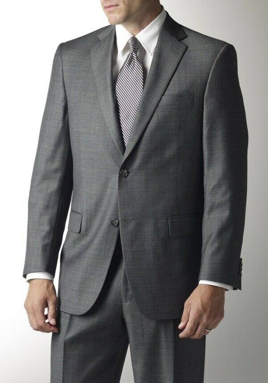 Hart Schaffner Marx 2 Button Windowpane Blazer 100% Worsted Wool Gray 38L